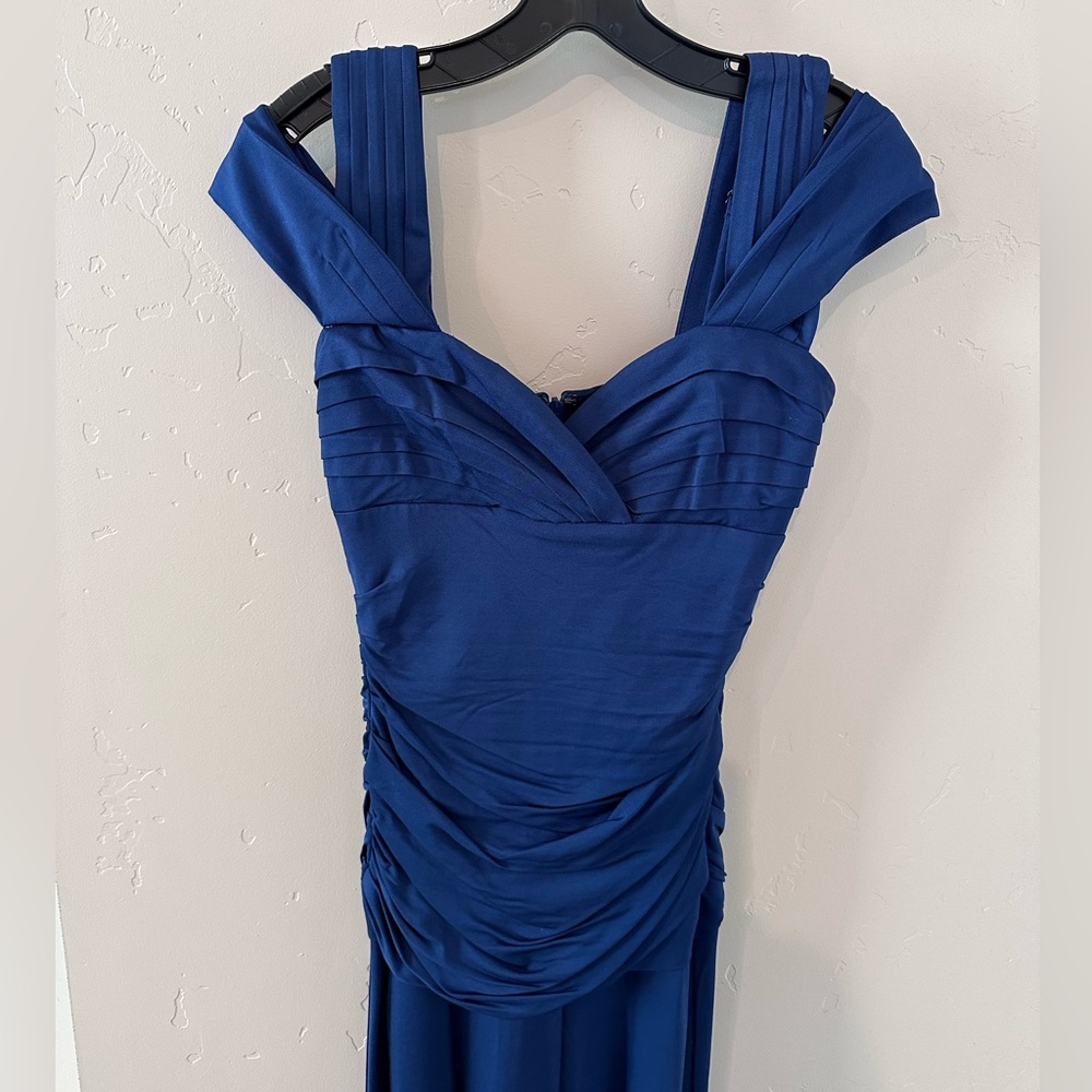 BCBGMaxAzria Blue Pleated Ruched Bodycon Dress